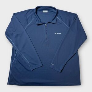 Men’s Navy Blue Columbia Quarter Zip XXL 2XL Lightweight Omni Shade Long Sleeve